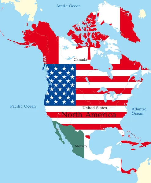 Mapa Severní Ameriky — Stockový vektor