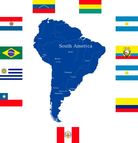 Map of south america — Stock Vector