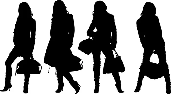 Shopping posant filles — Image vectorielle