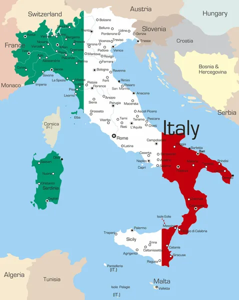 Cartina geografica dell'Italia con rilievi Иллюстрация Stock