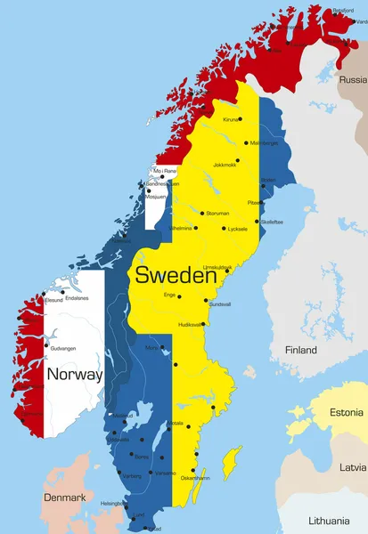 Norwegen und Schweden — Stockvektor