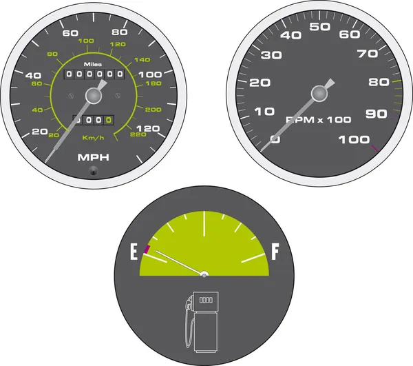 Tachymètre et compteur de vitesse — Image vectorielle