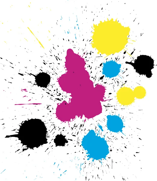 Gouttes de peinture CMJN colorées vectorielles grungy — Image vectorielle