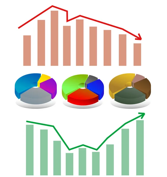 Fényes sáv- és kördiagram — Stock Vector