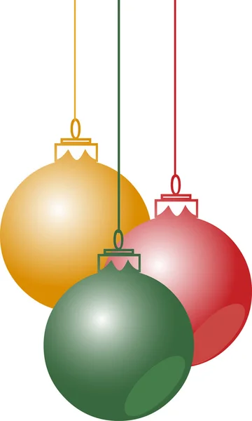 Christmas balls hanging with ribbons — Stock Vector