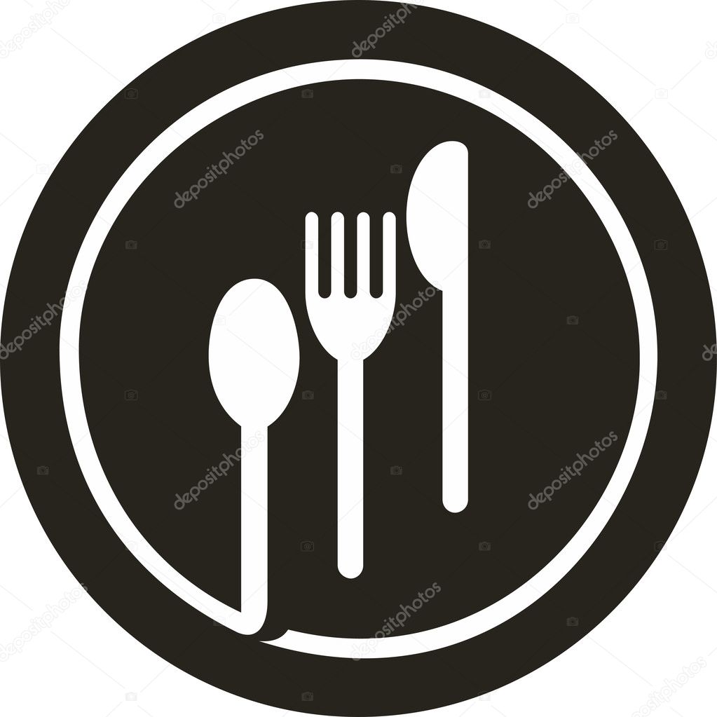 Plate with fork, knife and spoon