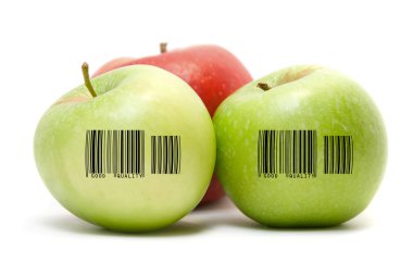 Ripe apples with barcode clipart