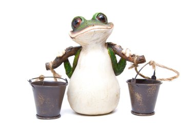 Frog with buckets clipart