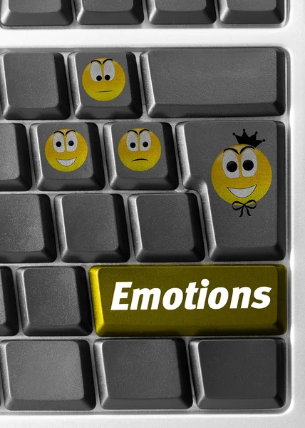 Computer keyboard with emotions signs — Stock Photo, Image