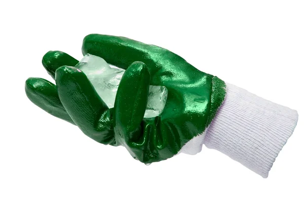 Зелена рукавичка з блоком — стокове фото