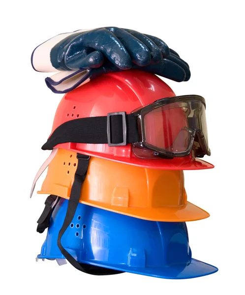 Hardhats, gloves and goggles — Stock Photo, Image