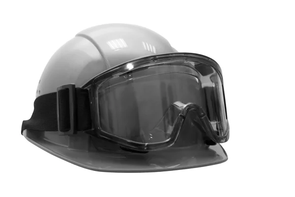 Helm mit Schutzbrille aufsetzen — Stockfoto