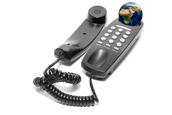 Telefono nero dell'ufficio — Foto Stock