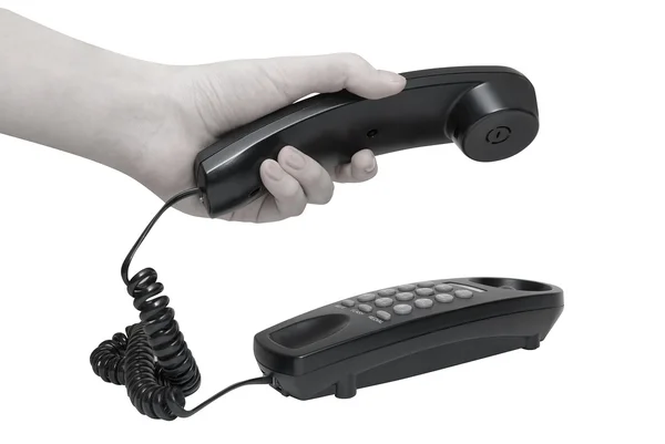 Telephone with hands dialing — Stock Photo, Image
