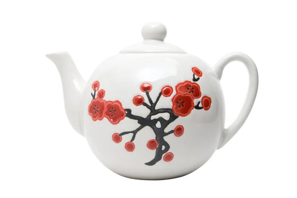 Чайник в азіатському стилі з квітами — стокове фото