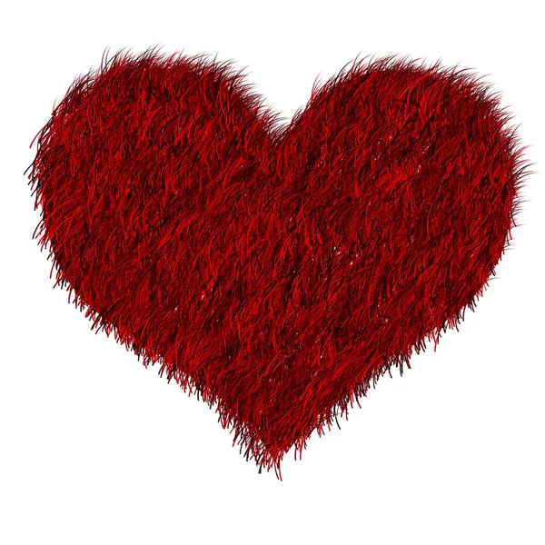 红色的 furred 的心 — 图库照片