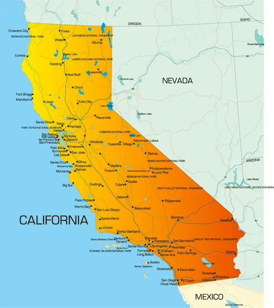 カリフォルニアの地図ストックベクター ロイヤリティフリーカリフォルニアの地図イラスト Depositphotos