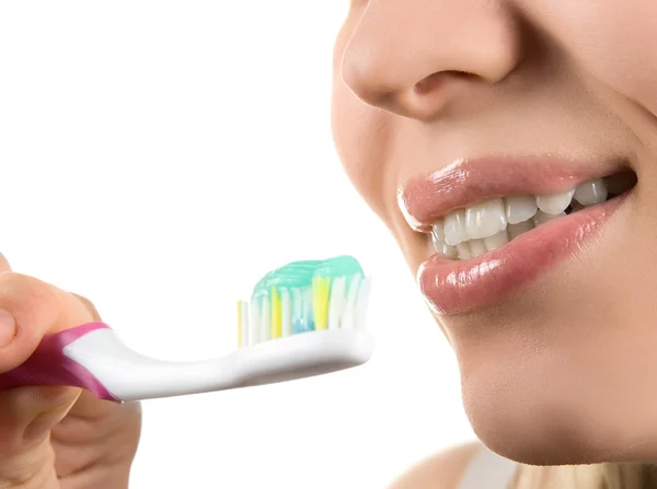 Cleaning teeth — Stock Photo, Image