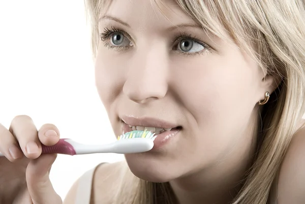 Reiniging van de tanden — Stockfoto