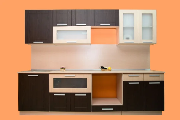 现代橙色厨房 — 图库照片