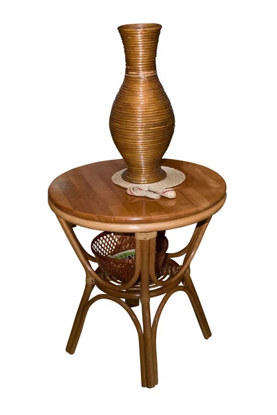 Holztisch mit Vase — Stockfoto