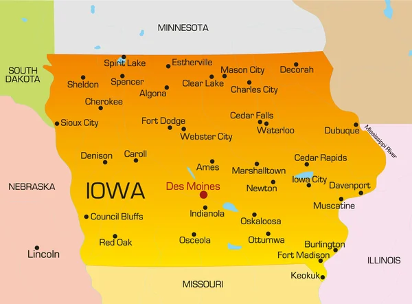 Iowa — Vettoriale Stock