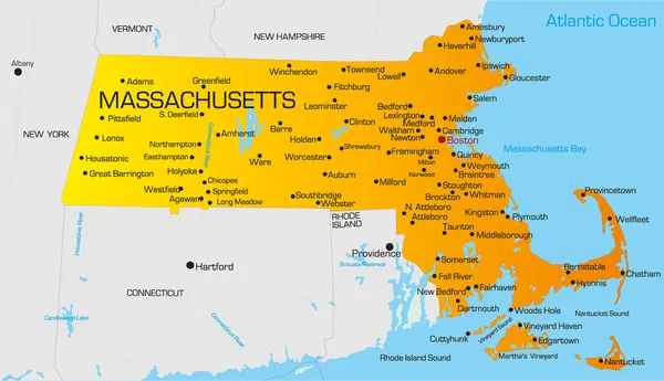 Massachusetts — Vettoriale Stock