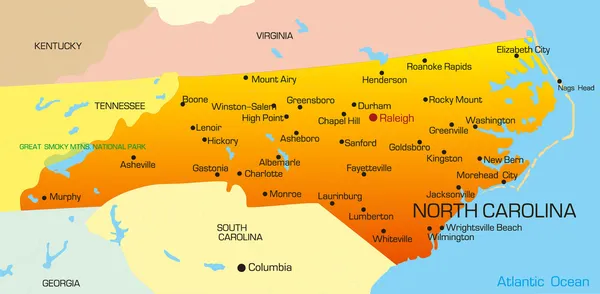 Carolina del Norte — Vector de stock