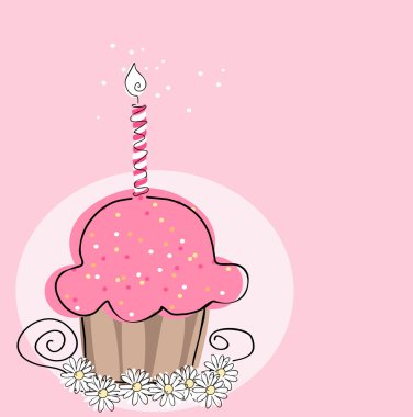 Cupcake with candle clipart