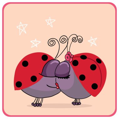 Ladybugs in love clipart