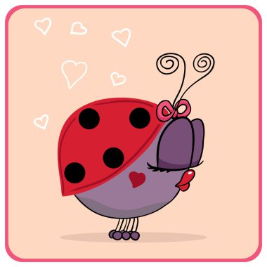 Ladybug with kissy lips clipart