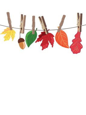 Autumn border with hanging leafs clipart