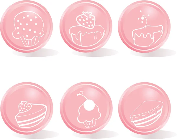Błyszczące guziki - zestaw ikon słodyczy — Wektor stockowy