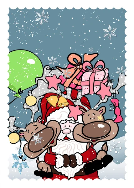 Санта Клаус і його reindee — стоковий вектор