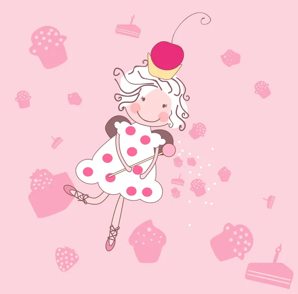 カップケーキの妖精 — ストックベクタ