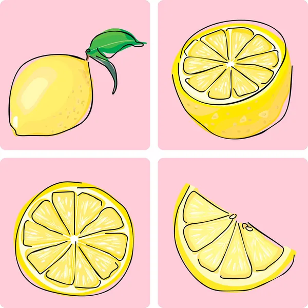 Иконный набор лимонных фруктов — стоковый вектор
