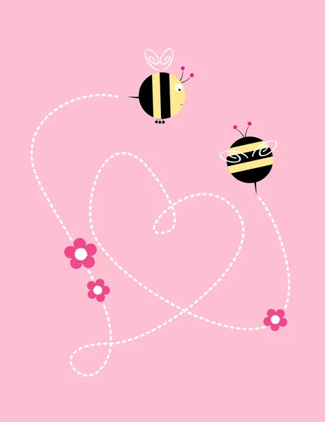 Las abejas amor — Vector de stock