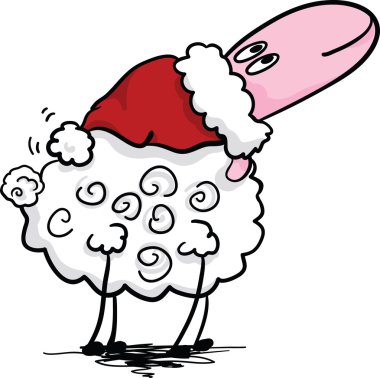 Christmas sheep looking up clipart