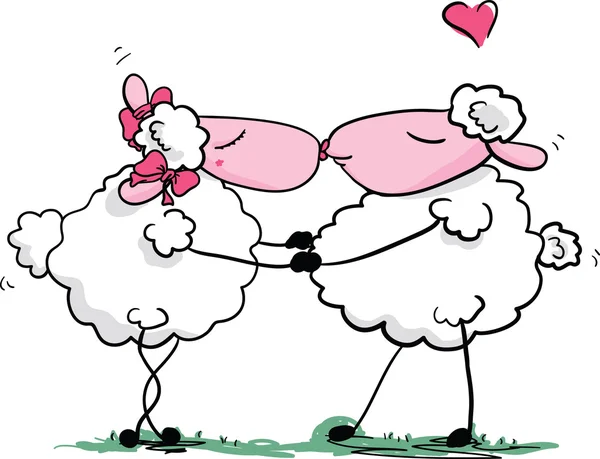 Πρόβατα φιλί — Διανυσματικό Αρχείο