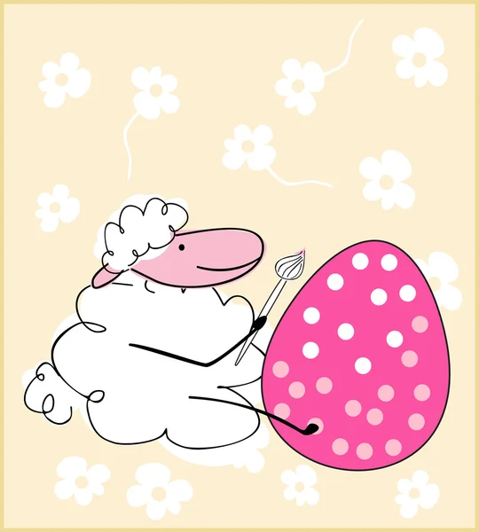 Sheep painting easter egg — Stock Vector