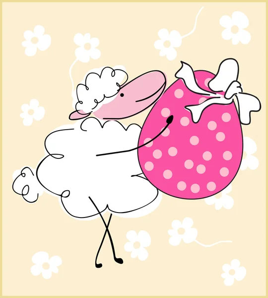 Schaf mit Osterei — Stockvektor