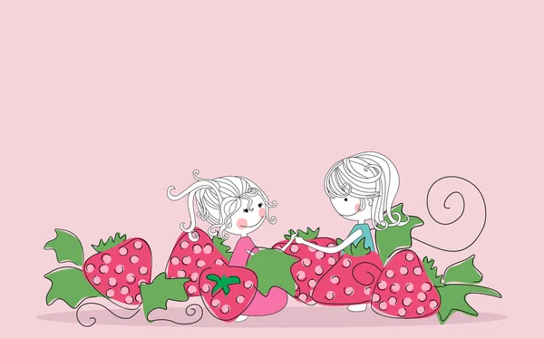Erdbeeren sammeln — Stockvektor