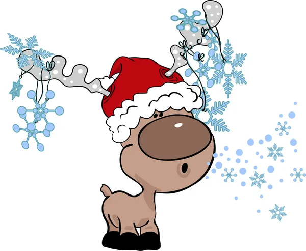Reindeer blowing snowflakes — Stock Vector