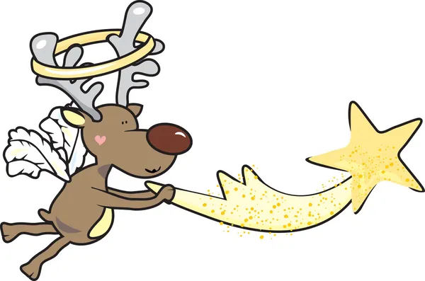Un renne a attrapé l'étoile tombante — Image vectorielle