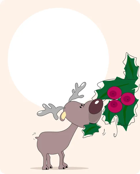 Reindeer eating mistletoe — Stock Vector