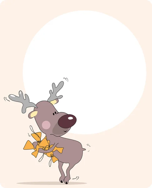 Reindeer stealing candies — Stock Vector