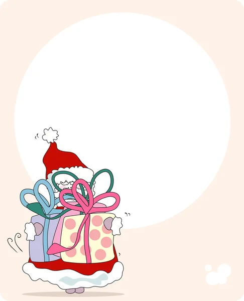 圣诞老人与礼物。贺卡 — 图库矢量图片