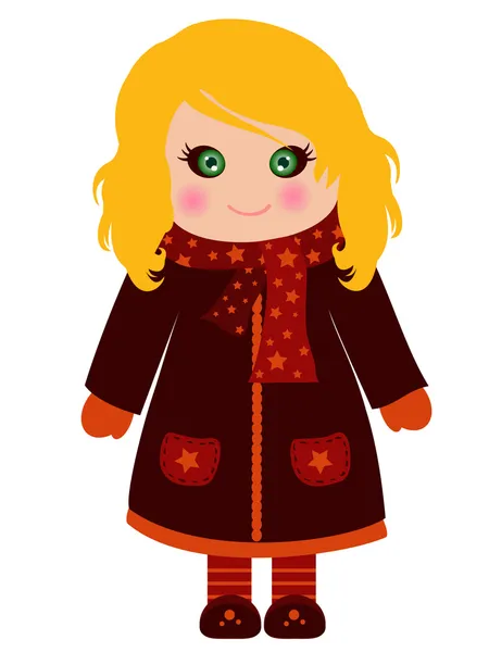 Blond girl in coat — Stock Vector