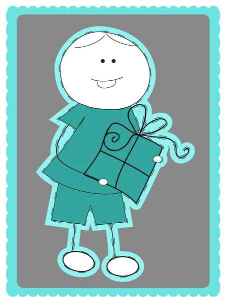 Boy with gift — Stock Vector