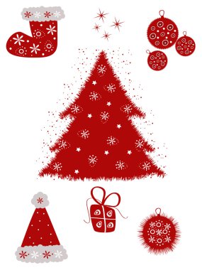 Red christmas set clipart